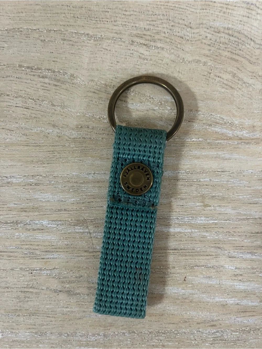 Fjallraven Teal Woven Key Ring with Logo Pin